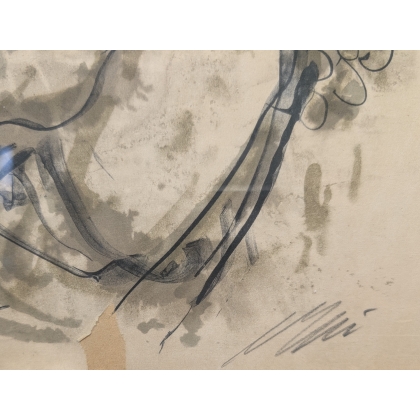Dessin à l'encre "Bacchus" signé ERNI