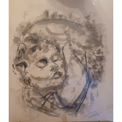 Dessin à l'encre "Bacchus" signé ERNI
