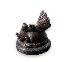 Bronze "Poule" sur socle en marbre