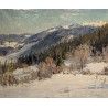 Tableau \"Jura sous la neige\" signé MAFLI