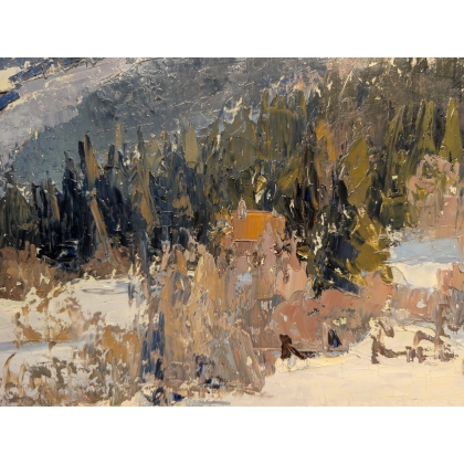 Tableau \"Jura sous la neige\" signé MAFLI