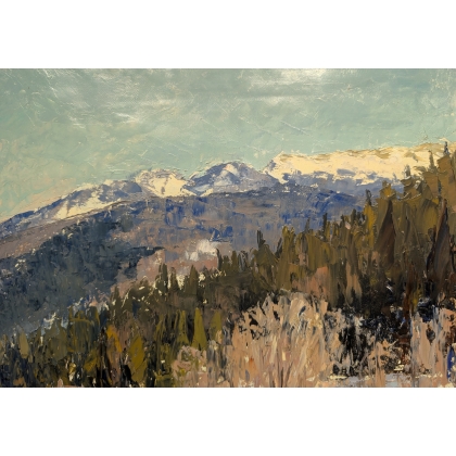Tableau \"Jura sous la neige\" signé MAFLI