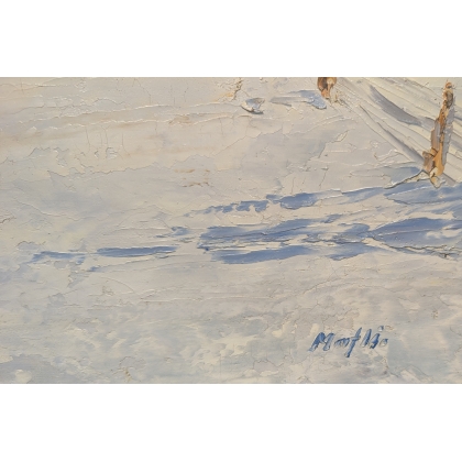 Tableau \"Jura sous la neige\" signé MAFLI