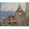 Tableau \"Jura sous la neige\" signé MAFLI