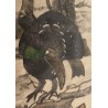 Gravure "Coq, poule et jeune coq" signée HAINARD
