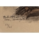 Gravure "Coq, poule et jeune coq" signée HAINARD