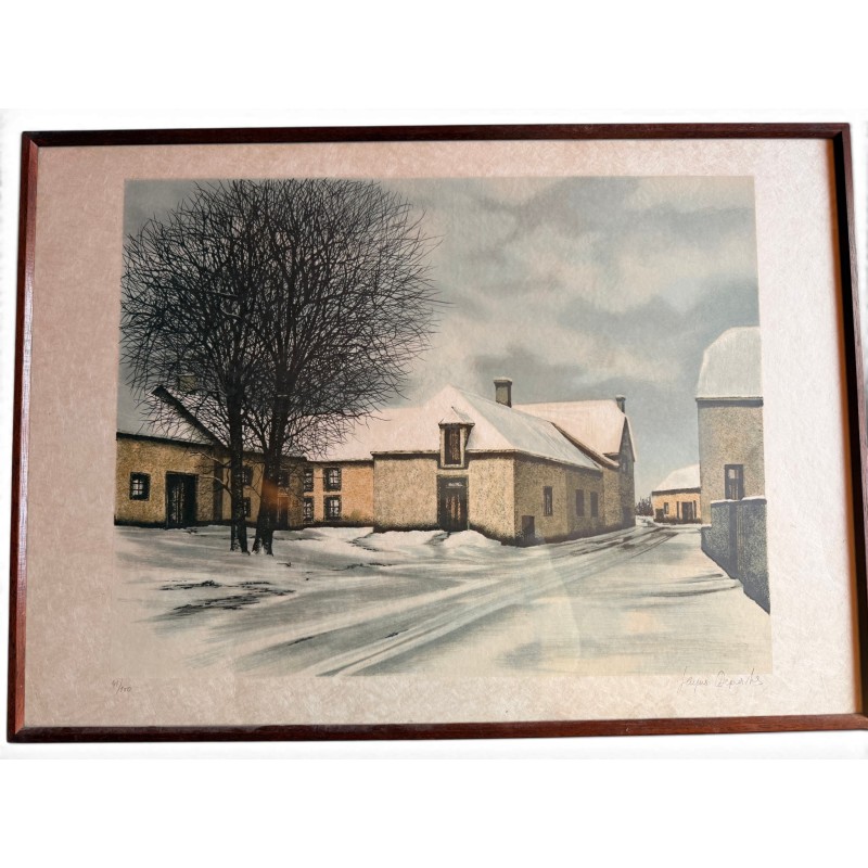 Engraving entitled ‘Snowy Landscape’, signed DEPERTHES