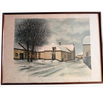 Gravure "Paysage de neige" signée DEPERTHES