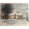Engraving entitled ‘Snowy Landscape’, signed DEPERTHES