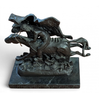 Bronze \"The Horse Thief\" d\'après REMINGTON