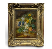 Tableau "Fleurs" signé J SCHUSTER 1875