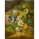 Tableau "Fleurs" signé J SCHUSTER 1875