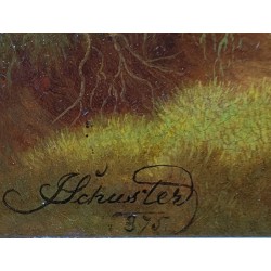 Tableau \"Fleurs\" signé J SCHUSTER 1875