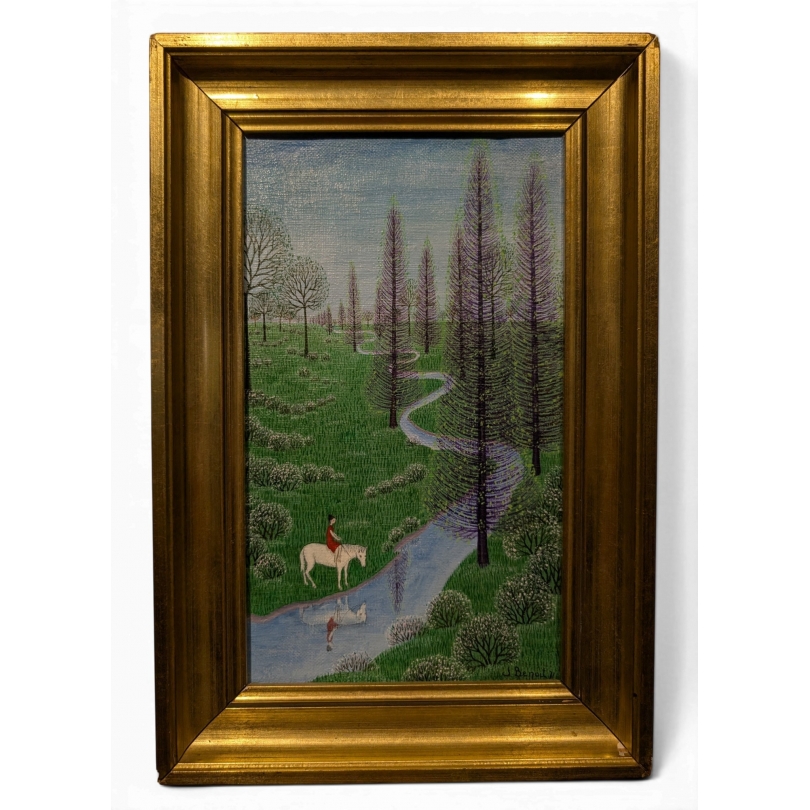 Tableau "Cheval et rivière" signé J BENOIT 71