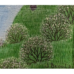 Tableau \"Cheval et rivière\" signé J BENOIT 71