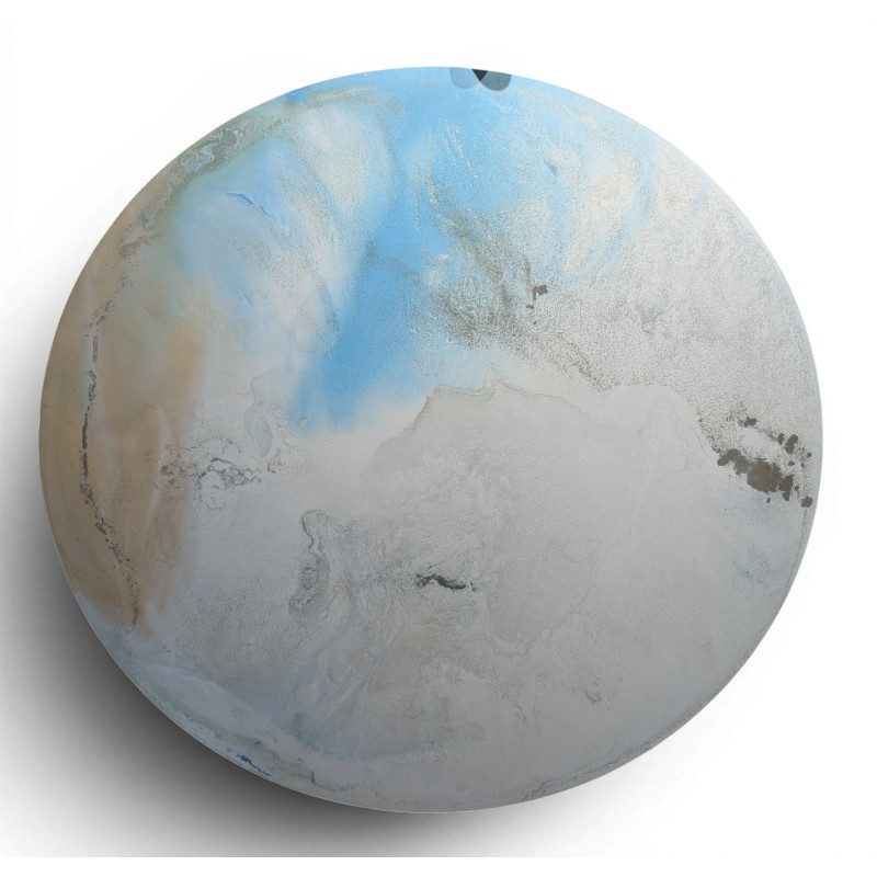 Tableau rond \"Sans titre\" signé E MIAULT 2015