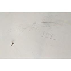 Tableau rond \"La mage\" signé E MIAULT 2013