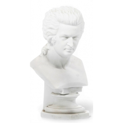 Buste \"Mozart\" en porcelaine biscuit