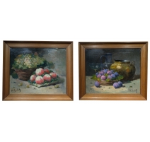 Paire de tableaux "Fruits" signées H. AUBERT
