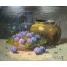 Pair of oil paintings on canvas, ‘Fruits’, signed, by Moinat SA – Antiques and decorative items – Engravings, lithographs