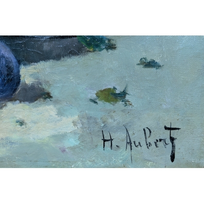 Pair of oil paintings on canvas, ‘Fruits’, signed, by Moinat SA – Antiques and decorative items – Engravings, lithographs