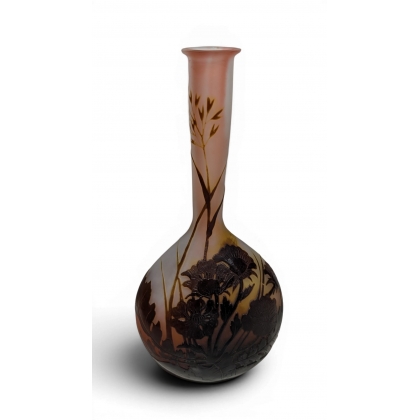 Vase soliflore rose signé GALLÉ