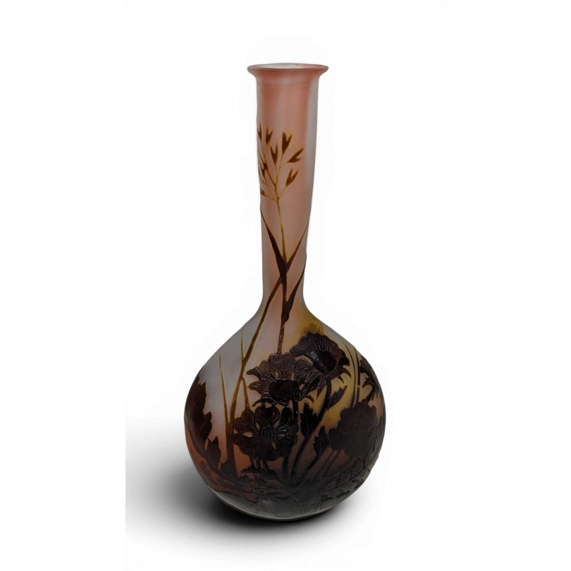 Vase soliflore rose signé GALLÉ