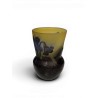 Petit vase évasé bleu et jaune signé GALLÉ
