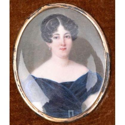 Miniature ovale "Portrait de dame élégante"