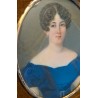 Miniature ovale "Portrait de dame élégante"