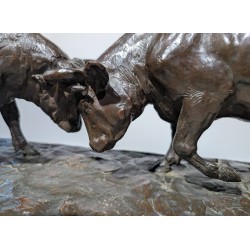 Bronze "Combat des taureaux" signé BOUCHARD
