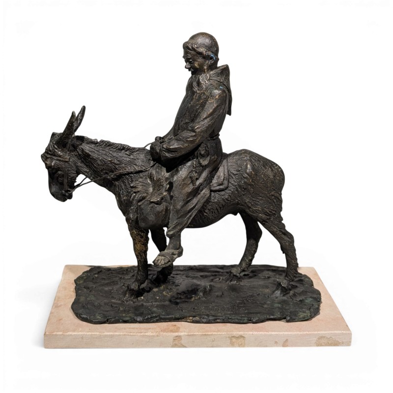 Bronze "Moine sur son âne" signé E. SANVITO