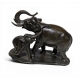 Bronze "Eléphant et éléphanteau" signé I. ROCHARD