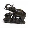 Bronze "Eléphant et éléphanteau" signé I. ROCHARD