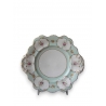 Assiette polylobée décor bleu et or, roses
