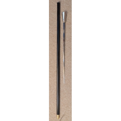 Canne-épée avec pommeau rond lisse argenté