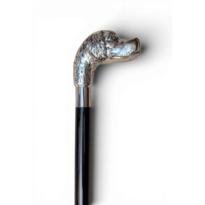 Canne avec pommeau argenté "Chien de chasse"
