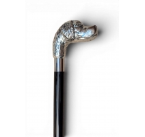 Canne avec pommeau argenté "Chien de chasse"