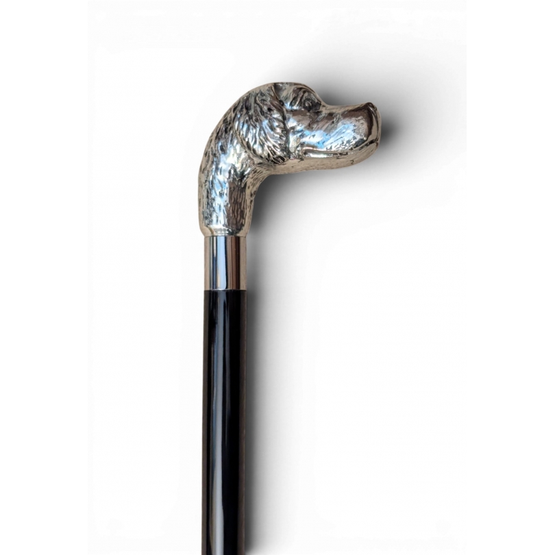 Canne avec pommeau argenté "Chien de chasse"