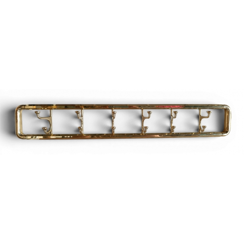 Coat rack with 6 hooks in polished brass