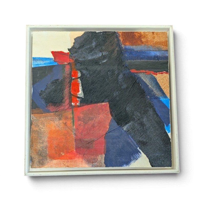 Tableau abstrait rouge bleu et noir
