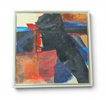 Tableau abstrait rouge bleu et noir