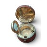 Brass and leather travel inkwell