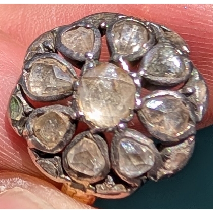 Bague en or et argent avec fleur en diamants