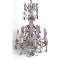 Lustre en bronze à cristaux à 8 lumières