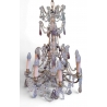 Lustre en bronze à cristaux à 8 lumières