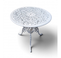 Table ronde en fonte d'alu ajourée blanche