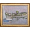 Tableau "Chantier naval à Rolle" signé CHINET