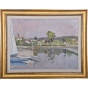 Tableau "Chantier naval à Rolle" signé CHINET