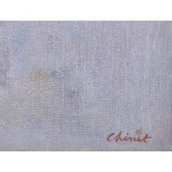 Tableau "Chantier naval à Rolle" signé CHINET